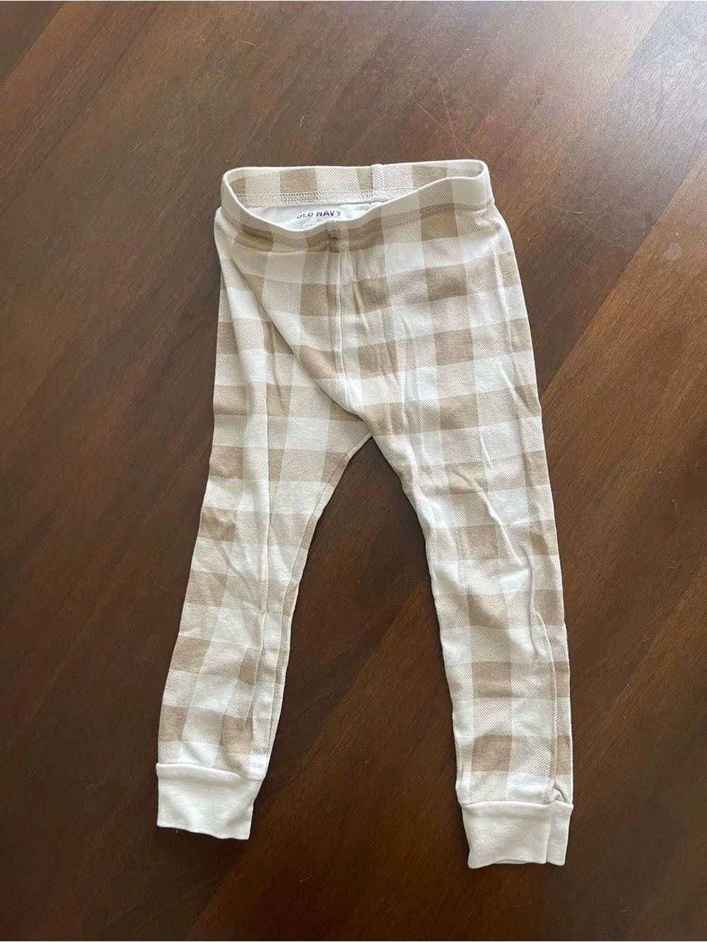 Old Navy Beige and Cream Buffalo Plaid Kids Pajama Set